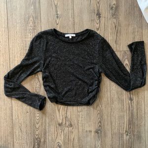 grey and black crop top